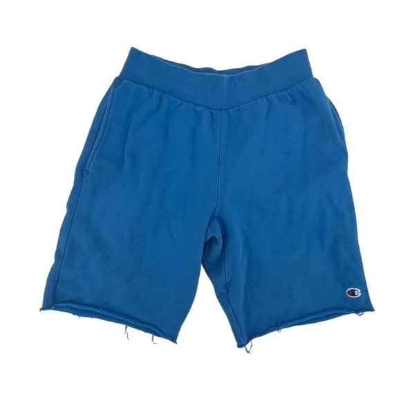 Champion Blue Fleece Rough Hem Pocket Shorts Size Medium Men’s - Picture 1 of 6